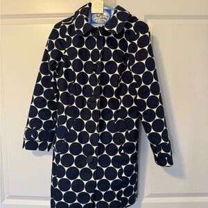 Boden Navy and White Polka Dot Coat
